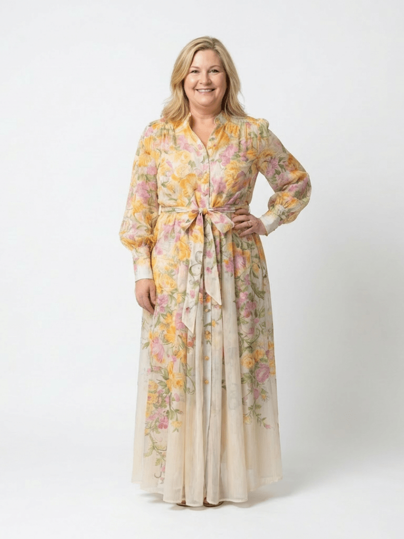 Cressida | Floral Sheer Long Sleeve Maxi Dress - Harry & Olivia Birmingham