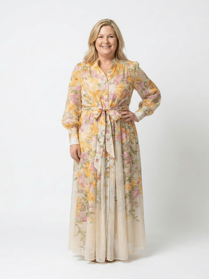 Cressida | Floral Sheer Long Sleeve Maxi Dress - Harry & Olivia Birmingham