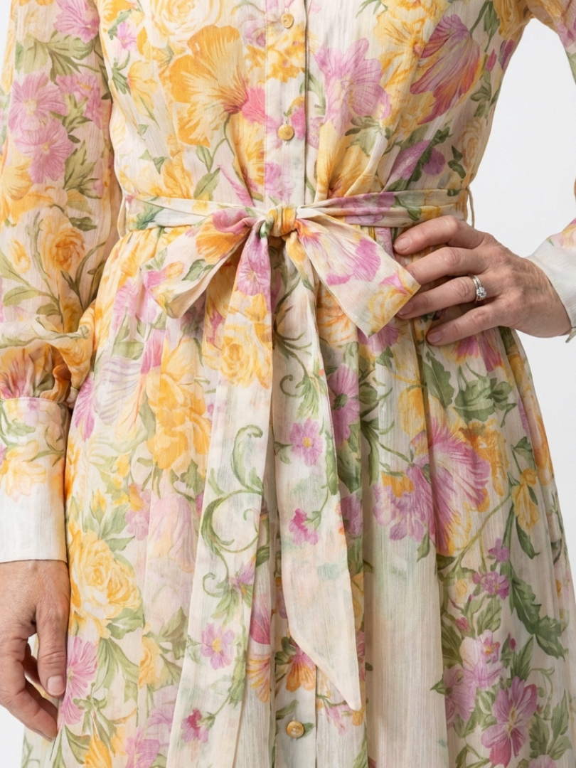 Cressida | Floral Sheer Long Sleeve Maxi Dress - Harry & Olivia Birmingham