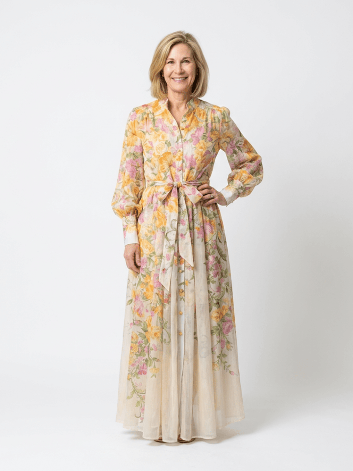 Cressida | Floral Sheer Long Sleeve Maxi Dress - Harry & Olivia Birmingham
