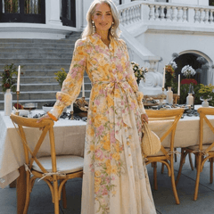 Cressida | Floral Sheer Long Sleeve Maxi Dress - Harry & Olivia Birmingham