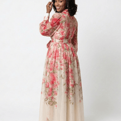 Cressida | Floral Sheer Long Sleeve Maxi Dress - Harry & Olivia Birmingham