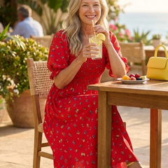 Delphine | Square Neck Floral Puff Sleeve Midi Dress - Harry & Olivia Birmingham