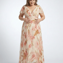 Elara | V Neck Short Sleeve Floral Maxi Dress - Harry & Olivia Birmingham