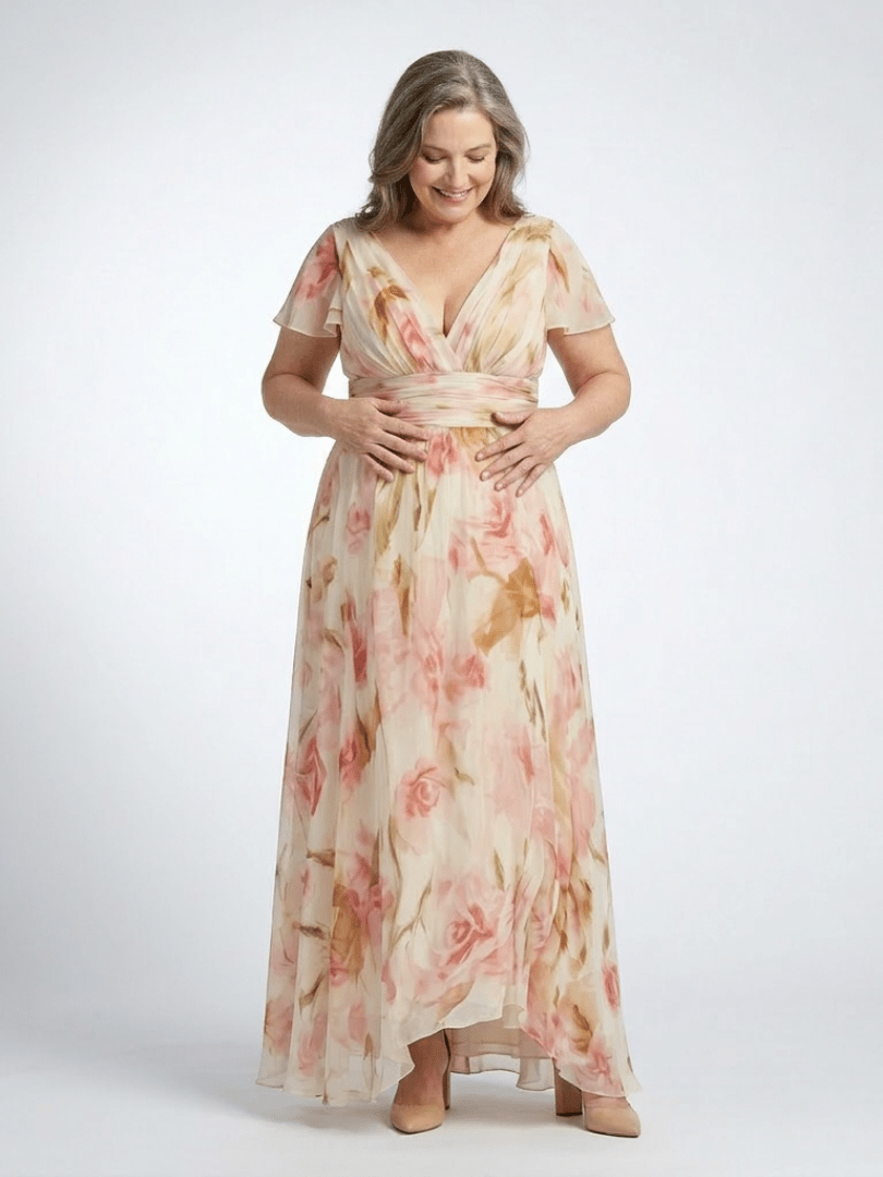 Elara | V Neck Short Sleeve Floral Maxi Dress - Harry & Olivia Birmingham