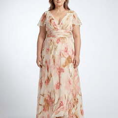 Elara | V Neck Short Sleeve Floral Maxi Dress - Harry & Olivia Birmingham