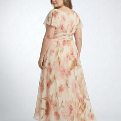 Elara | V Neck Short Sleeve Floral Maxi Dress - Harry & Olivia Birmingham