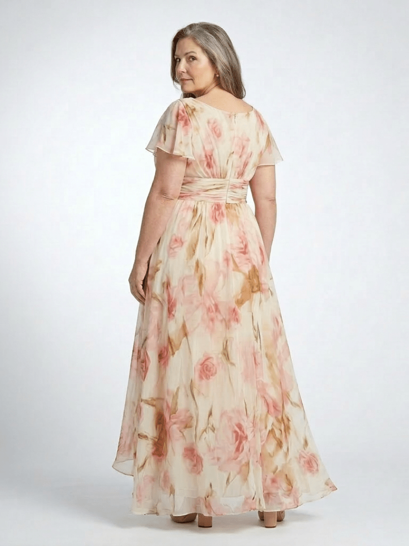 Elara | V Neck Short Sleeve Floral Maxi Dress - Harry & Olivia Birmingham