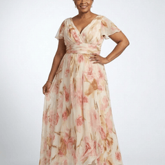 Elara | V Neck Short Sleeve Floral Maxi Dress - Harry & Olivia Birmingham