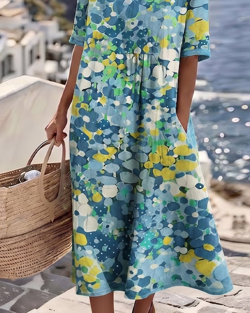 ELENA™ - ELEGANT FLORAL SUMMER MIDI DRESS - Harry & Olivia Birmingham