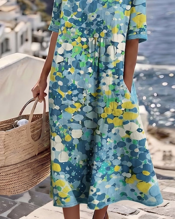 ELENA™ - ELEGANT FLORAL SUMMER MIDI DRESS - Harry & Olivia Birmingham