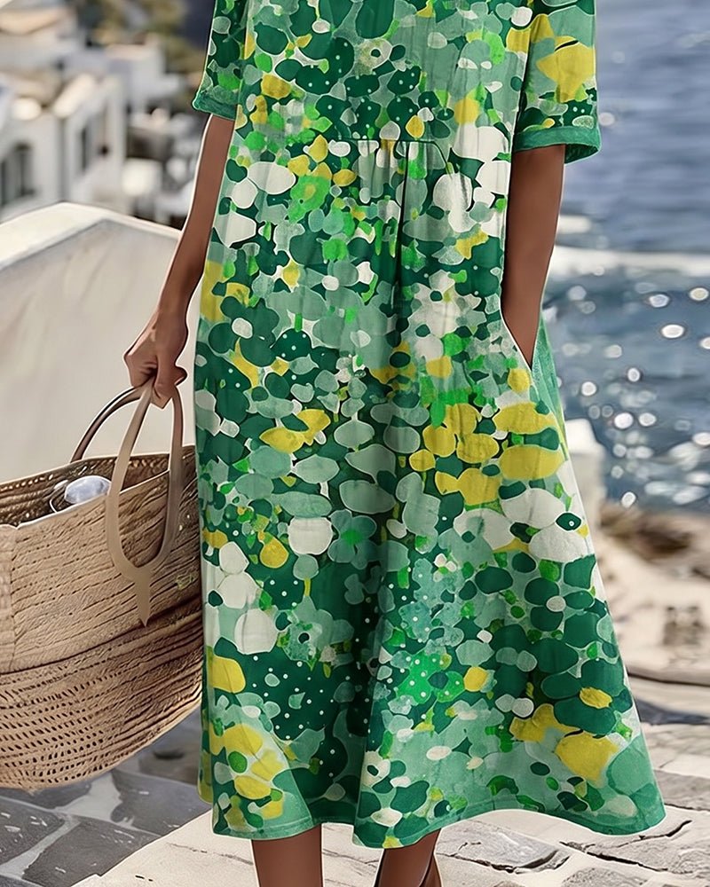 ELENA™ - ELEGANT FLORAL SUMMER MIDI DRESS - Harry & Olivia Birmingham
