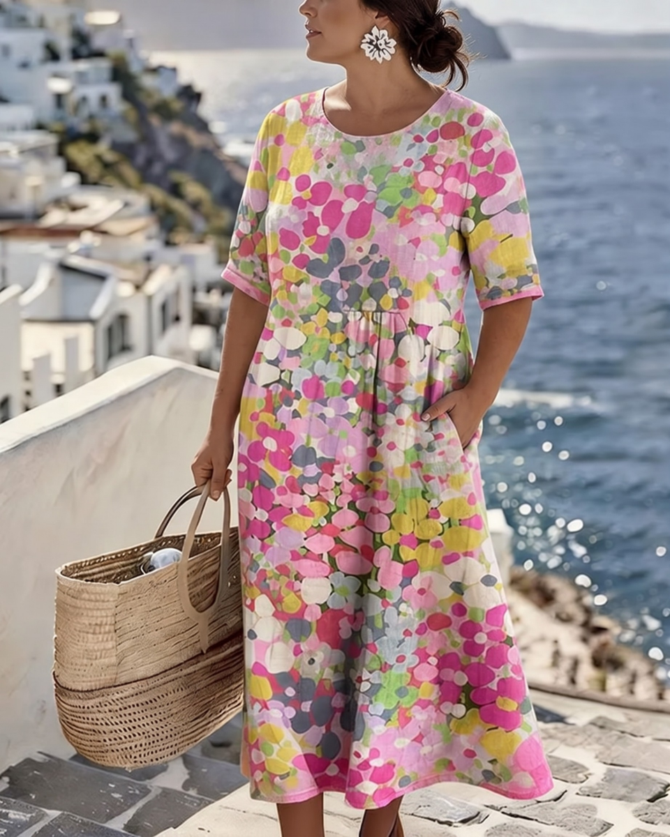 ELENA™ - ELEGANT FLORAL SUMMER MIDI DRESS - Harry & Olivia Birmingham