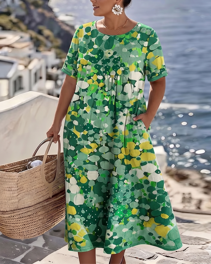 ELENA™ - ELEGANT FLORAL SUMMER MIDI DRESS - Harry & Olivia Birmingham