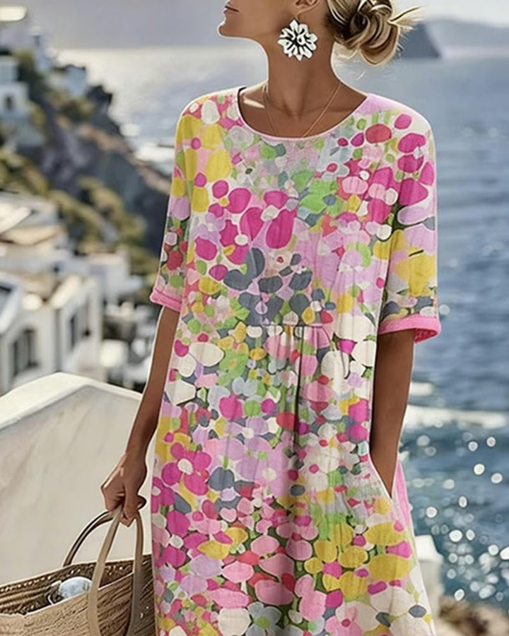 ELENA™ - ELEGANT FLORAL SUMMER MIDI DRESS - Harry & Olivia Birmingham