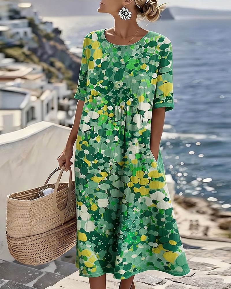 ELENA™ - ELEGANT FLORAL SUMMER MIDI DRESS - Harry & Olivia Birmingham