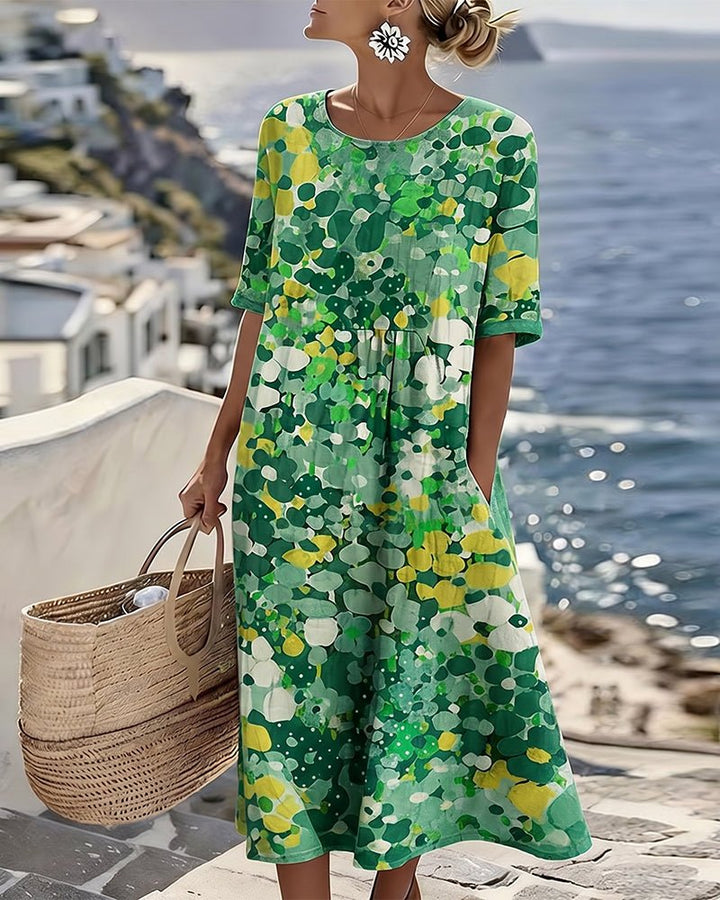 ELENA™ - ELEGANT FLORAL SUMMER MIDI DRESS - Harry & Olivia Birmingham