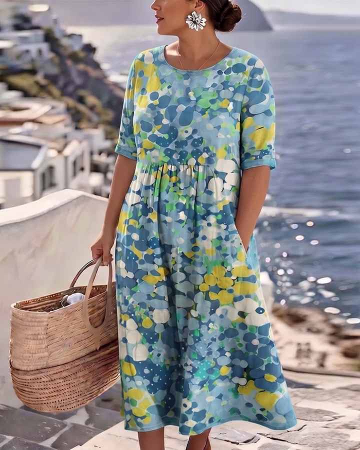 ELENA™ - ELEGANT FLORAL SUMMER MIDI DRESS - Harry & Olivia Birmingham