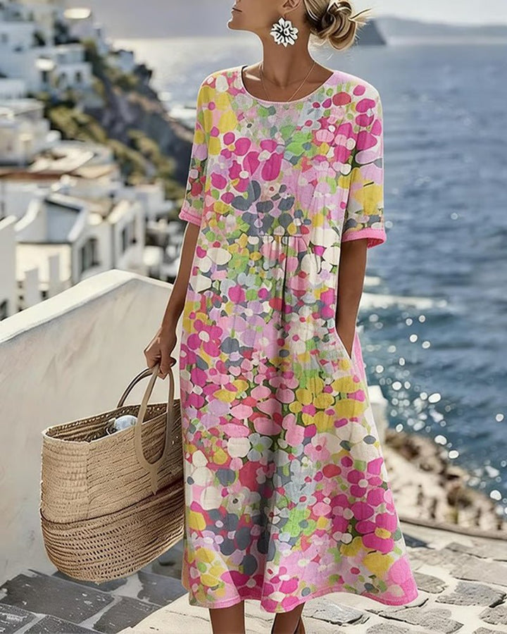 ELENA™ - ELEGANT FLORAL SUMMER MIDI DRESS - Harry & Olivia Birmingham