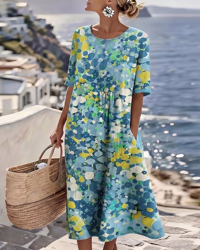 ELENA™ - ELEGANT FLORAL SUMMER MIDI DRESS - Harry & Olivia Birmingham