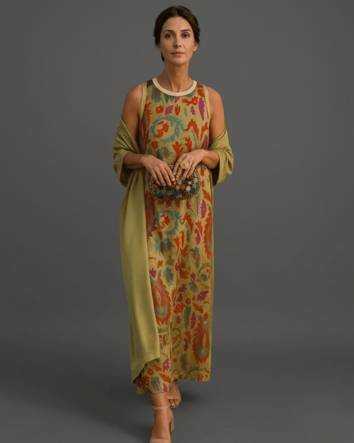 ÉLINA | Printed Maxi Dress & Cardigan Set - Harry & Olivia Birmingham