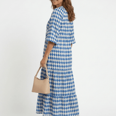 Elodie | Diamond Print Tiered Midi Dress - Harry & Olivia Birmingham