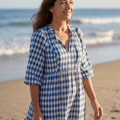 Elodie | Diamond Print Tiered Midi Dress - Harry & Olivia Birmingham