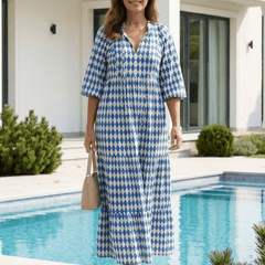 Elodie | Diamond Print Tiered Midi Dress - Harry & Olivia Birmingham