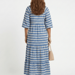 Elodie | Diamond Print Tiered Midi Dress - Harry & Olivia Birmingham