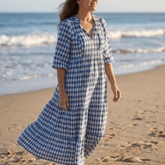 Elodie | Diamond Print Tiered Midi Dress - Harry & Olivia Birmingham