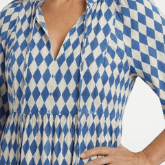 Elodie | Diamond Print Tiered Midi Dress - Harry & Olivia Birmingham