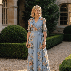 Elowen | Floral Wrap V Neck Maxi Dress - Harry & Olivia Birmingham