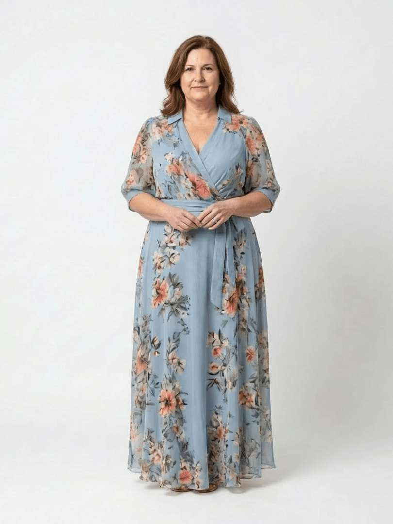 Elowen | Floral Wrap V Neck Maxi Dress - Harry & Olivia Birmingham