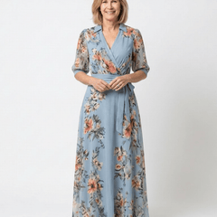 Elowen | Floral Wrap V Neck Maxi Dress - Harry & Olivia Birmingham