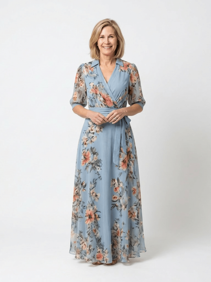 Elowen | Floral Wrap V Neck Maxi Dress - Harry & Olivia Birmingham