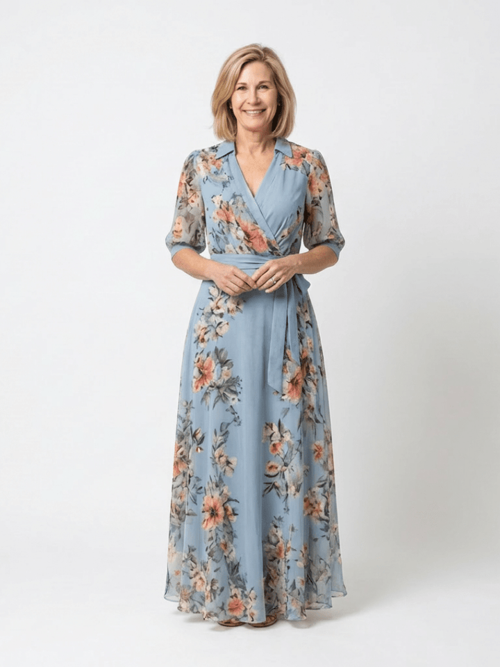 Elowen | Floral Wrap V Neck Maxi Dress - Harry & Olivia Birmingham