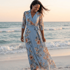 Elowen | Floral Wrap V Neck Maxi Dress - Harry & Olivia Birmingham