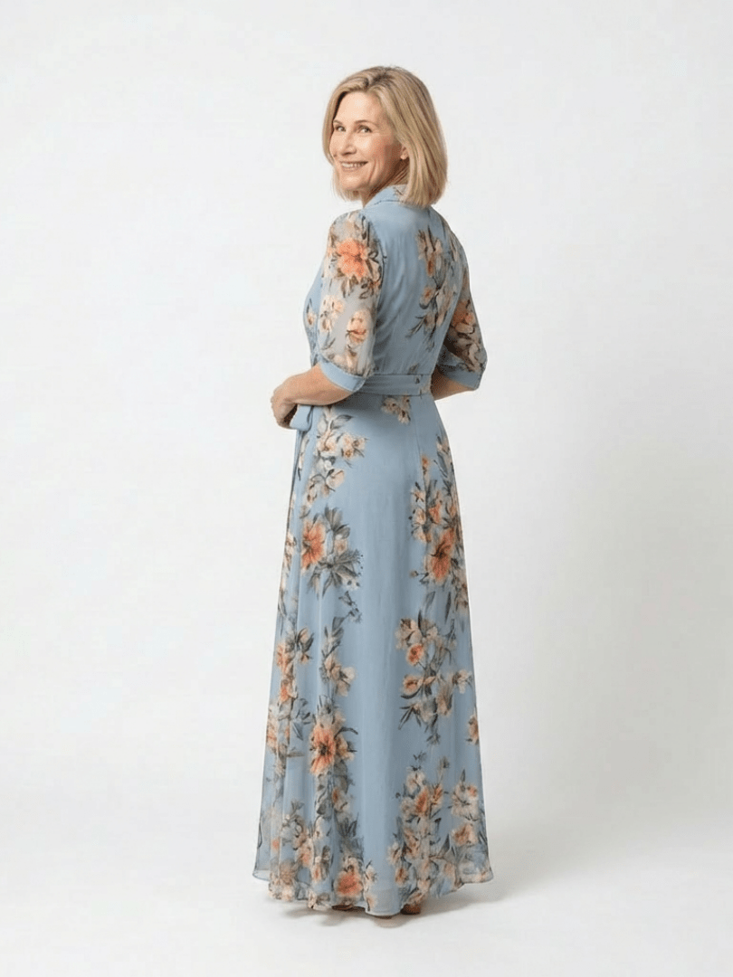 Elowen | Floral Wrap V Neck Maxi Dress - Harry & Olivia Birmingham