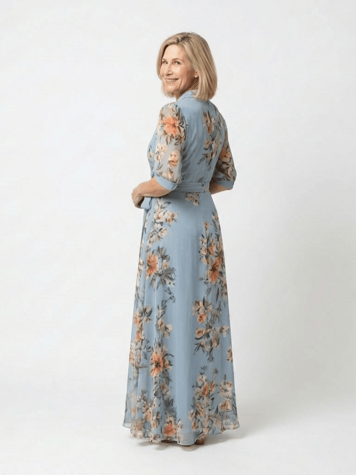 Elowen | Floral Wrap V Neck Maxi Dress - Harry & Olivia Birmingham