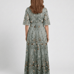 Evadne | Floral V Neck Short Sleeve Maxi Dress - Harry & Olivia Birmingham