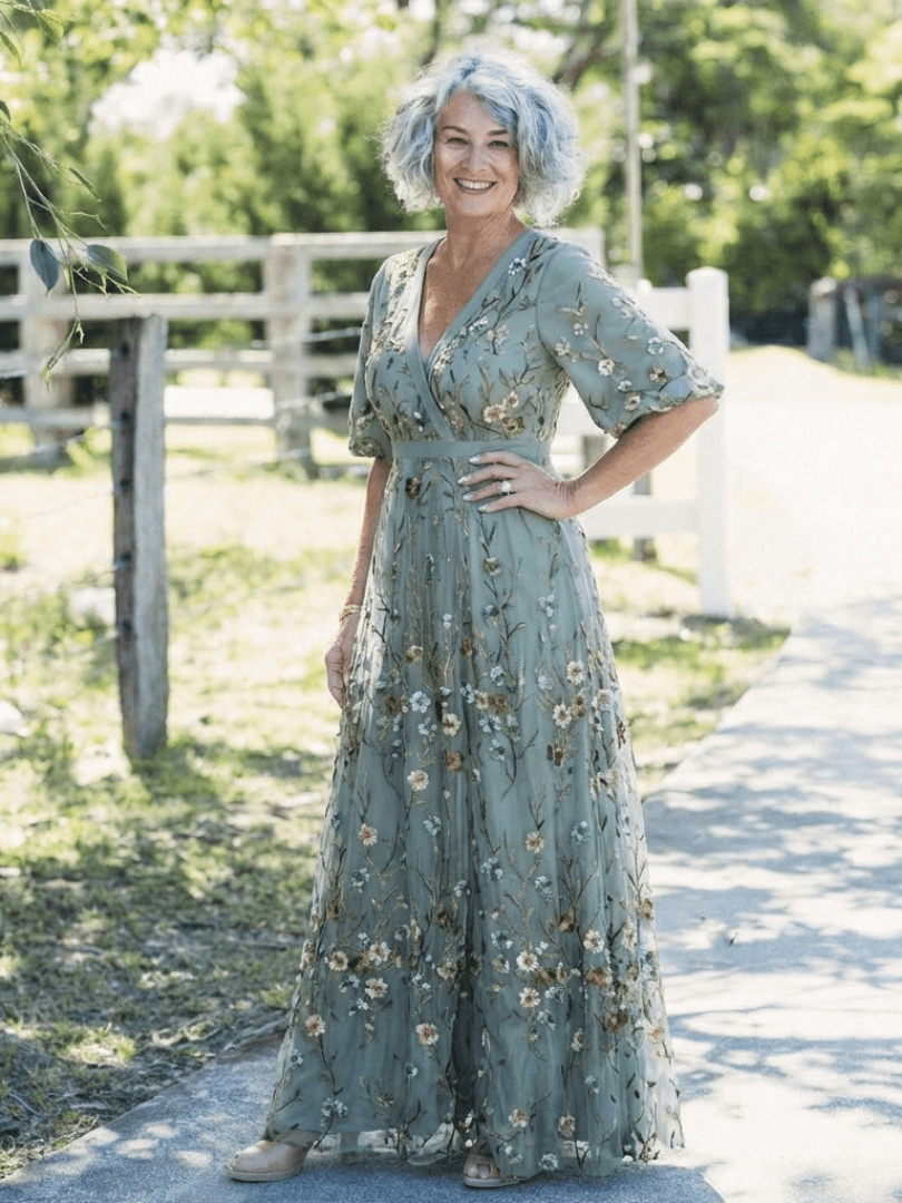 Evadne | Floral V Neck Short Sleeve Maxi Dress - Harry & Olivia Birmingham