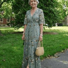 Evadne | Floral V Neck Short Sleeve Maxi Dress - Harry & Olivia Birmingham