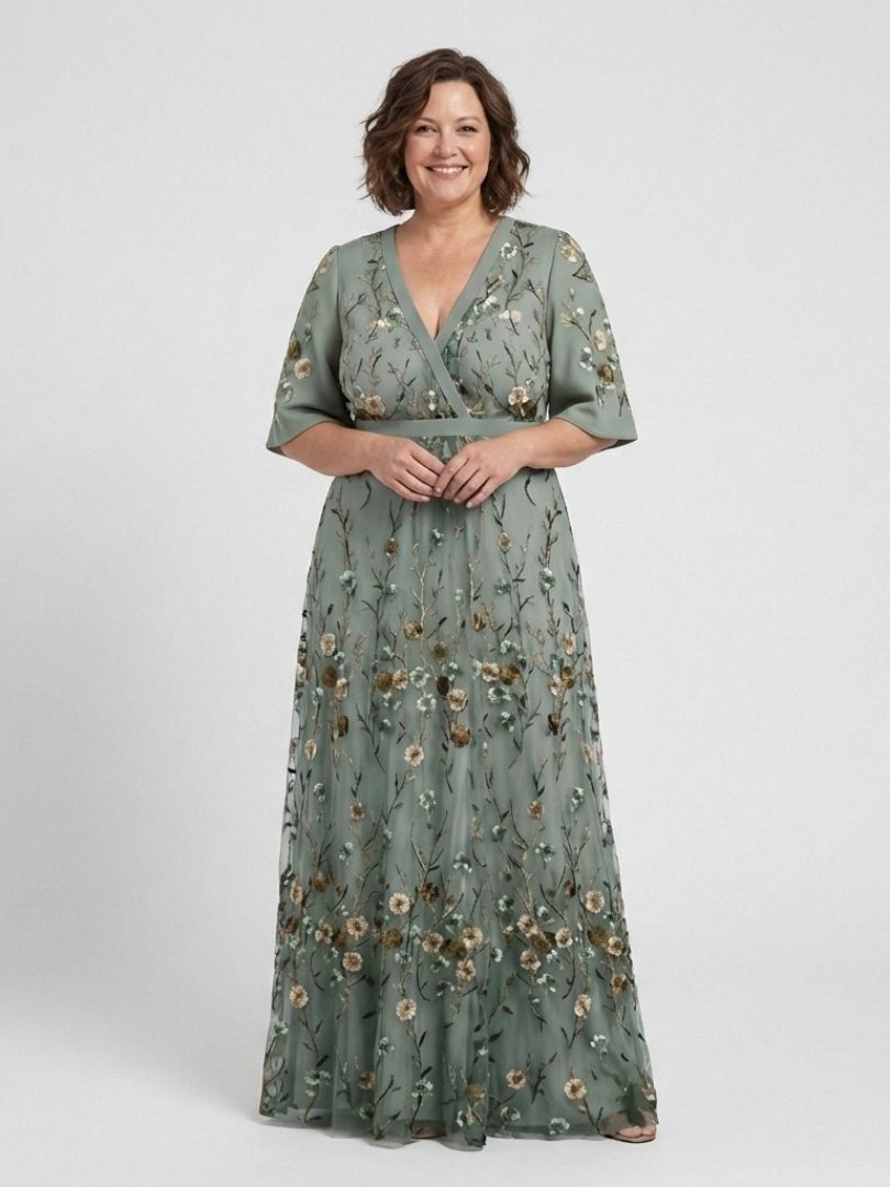 Evadne | Floral V Neck Short Sleeve Maxi Dress - Harry & Olivia Birmingham