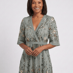 Evadne | Floral V Neck Short Sleeve Maxi Dress - Harry & Olivia Birmingham