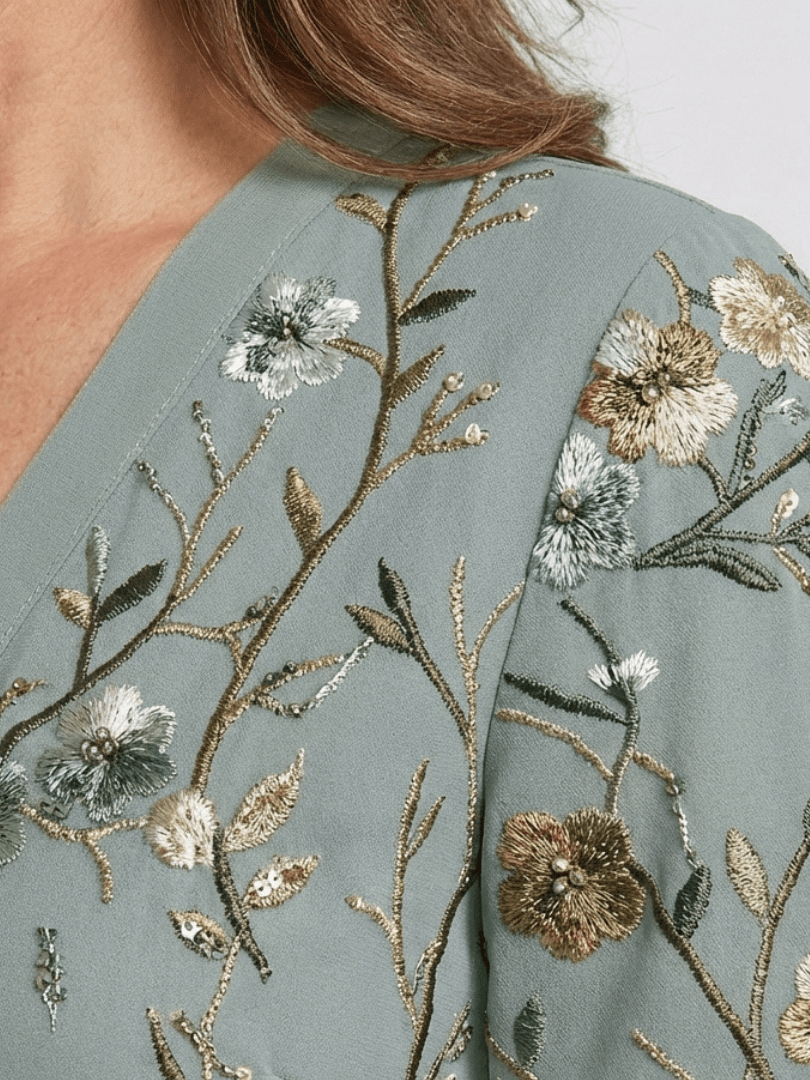 Evadne | Floral V Neck Short Sleeve Maxi Dress - Harry & Olivia Birmingham