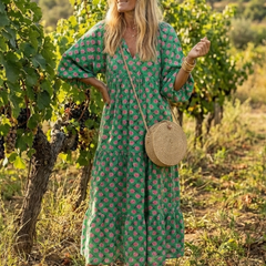 Fiora | Floral Print V Neck Tiered Midi Dress - Harry & Olivia Birmingham