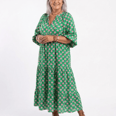 Fiora | Floral Print V Neck Tiered Midi Dress - Harry & Olivia Birmingham