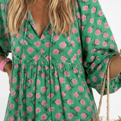 Fiora | Floral Print V Neck Tiered Midi Dress - Harry & Olivia Birmingham