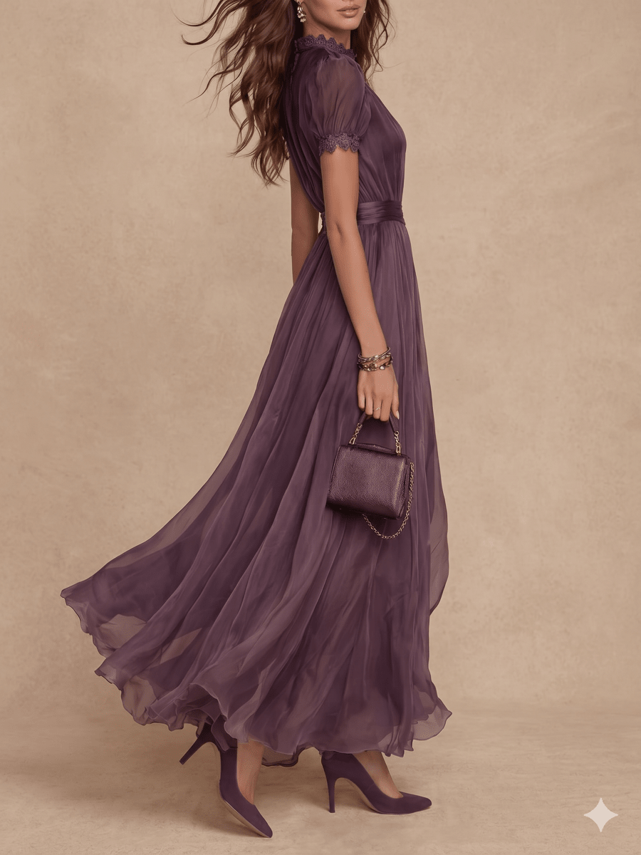 FLAVIA™ | Elegant Chiffon Dress - Harry & Olivia Birmingham