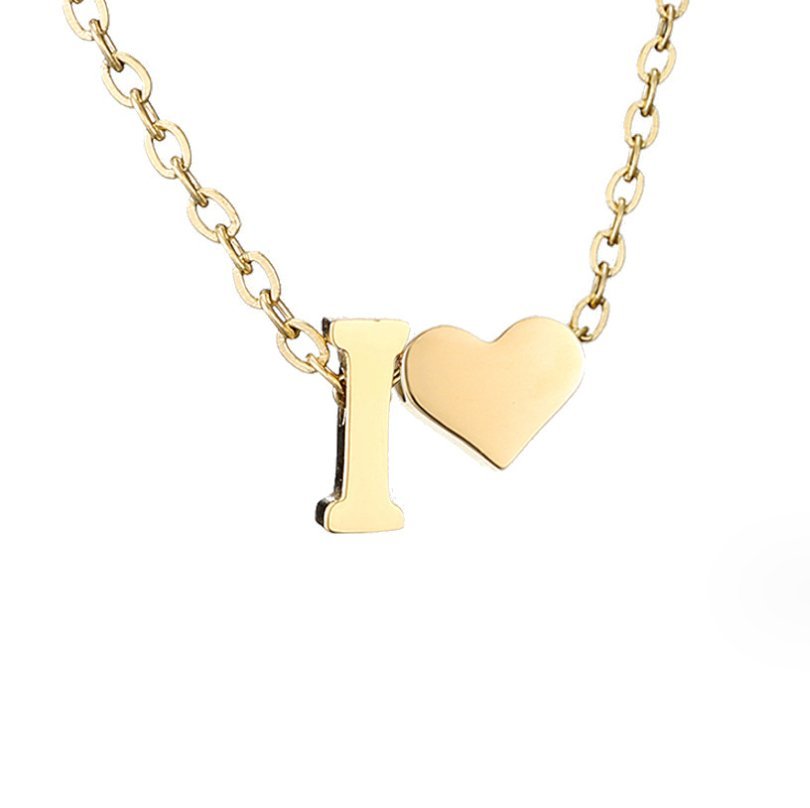 Forever Love & Letter Gold Necklace - Harry & Olivia Birmingham